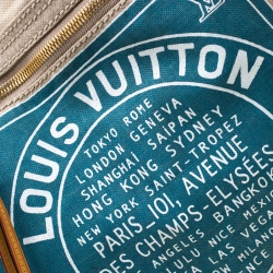 مملوكة مسبقًا Louis Vuitton Blue Toile Globe Shopper Cabas Limited Edition MM Bag
