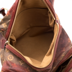 Pre Owned Louis Vuitton Red/Brown Ombre Monogram Canvas and Lizard Limited Edition Richard Prince Mancrazy Jokes Bag