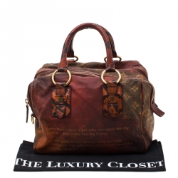 Pre Owned Louis Vuitton Red/Brown Ombre Monogram Canvas and Lizard Limited Edition Richard Prince Mancrazy Jokes Bag