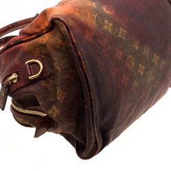Pre Owned Louis Vuitton Red/Brown Ombre Monogram Canvas and Lizard Limited Edition Richard Prince Mancrazy Jokes Bag