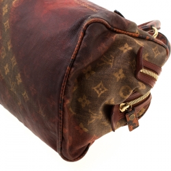 Pre Owned Louis Vuitton Red/Brown Ombre Monogram Canvas and Lizard Limited Edition Richard Prince Mancrazy Jokes Bag