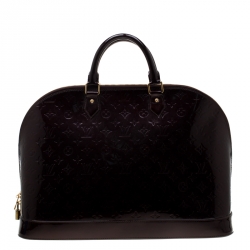 Pre Owned Louis Vuitton Amarante Monogram Vernis Alma Voyager Bag