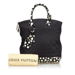 Pre Owned Louis Vuitton Black Monogram Satin Yayoi Kusama Dots Infinity Lockit Vertical MM Bag