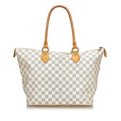 Pre Owned  Louis Vuitton White Damier Azur Canvas Saleya MM Tote