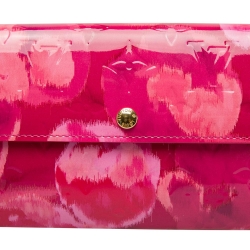 Pre Owned Louis Vuitton Indian Rose Monogram Vernis Ikat Limited Edition Sarah Wallet