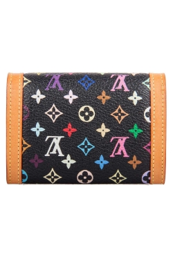 مملوكة مسبقًا محفظة عملات معدنية لوي فيتون كانفاس متعددة الألوان مونوغرامية سوداء
