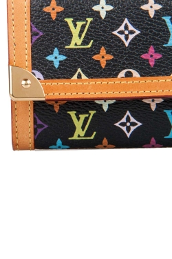 مملوكة مسبقًا محفظة عملات معدنية لوي فيتون كانفاس متعددة الألوان مونوغرامية سوداء