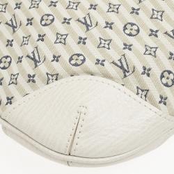 Pre Owned Louis Vuitton Blue And White Monogram Mini Lin Croisette Marina PM Bag