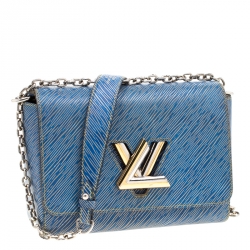 Pre Owned Louis Vuitton Denim Epi Leather Twist MM Bag