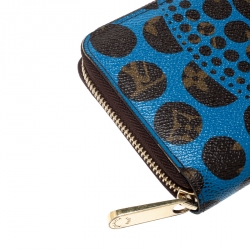 Pre Owned Louis Vuitton Blue Monogram Canvas Yayoi Kusama Pumpkin Dots Zippy Wallet