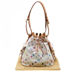 مملوكة مسبقًا Louis Vuitton White Monogram Leather Multicolore Petit Noe Bag