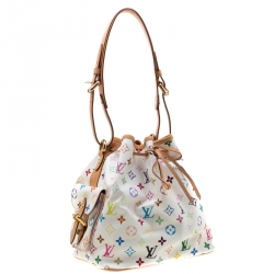 مملوكة مسبقًا Louis Vuitton White Monogram Leather Multicolore Petit Noe Bag