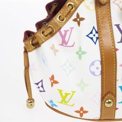 Pre Owned Louis Vuitton White Monogram Multicolore Theda GM Bag