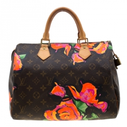 Pre Owned Louis Vuitton Multicolor Monogram Canvas Limited Edition Stephen Sprouse Roses Speedy 30 Bag