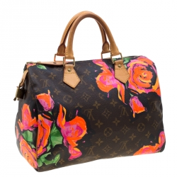 Pre Owned Louis Vuitton Multicolor Monogram Canvas Limited Edition Stephen Sprouse Roses Speedy 30 Bag