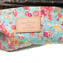 Pre Owned Louis Vuitton Black Monogram Denim Patchwork Pouchy Bag