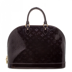 Pre Owned Louis Vuitton Amarante Monogram Vernis Alma GM Bag