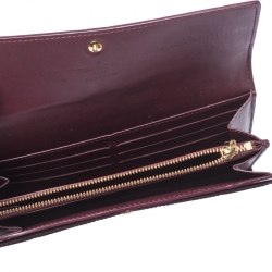 Pre Owned Louis Vuitton Rouge Fauviste Monogram Vernis Sarah Continental Wallet