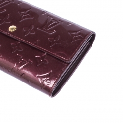 Pre Owned Louis Vuitton Rouge Fauviste Monogram Vernis Sarah Continental Wallet