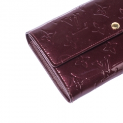 Pre Owned Louis Vuitton Rouge Fauviste Monogram Vernis Sarah Continental Wallet