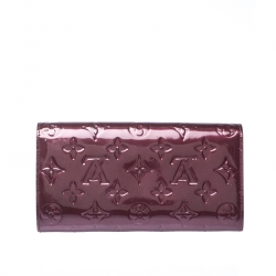 Pre Owned Louis Vuitton Rouge Fauviste Monogram Vernis Sarah Continental Wallet