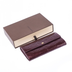 Pre Owned Louis Vuitton Rouge Fauviste Monogram Vernis Sarah Continental Wallet