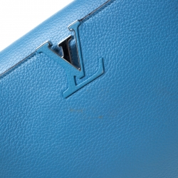 Pre Owned Louis Vuitton Turquoise Taurillon Leather Capucines MM Bag