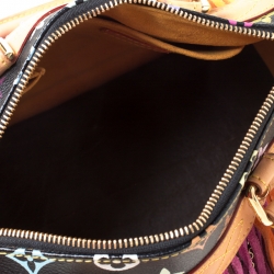 Pre Owned Louis Vuitton Black Monogram Multicolore Limited Edition Fringe Speedy 25 Bag