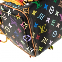 Pre Owned Louis Vuitton Black Monogram Multicolore Limited Edition Fringe Speedy 25 Bag