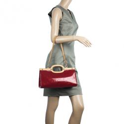 Pre Owned Louis Vuitton Red Monogram Vernis Roxbury Drive Bag