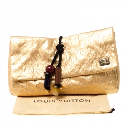 Pre Owned Louis Vuitton Gold Monogram Coated Fabric Limited Edition Limelight African Queen Clutch Bag