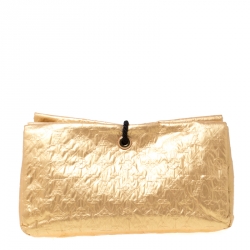 Pre Owned Louis Vuitton Gold Monogram Coated Fabric Limited Edition Limelight African Queen Clutch Bag