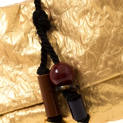 Pre Owned Louis Vuitton Gold Monogram Coated Fabric Limited Edition Limelight African Queen Clutch Bag