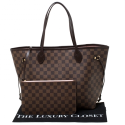 Louis Vuitton Rose Ballerine Damier Ebene Canvas Neverfull MM Bag