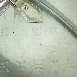 Pre Owned Louis Vuitton Light Green Monogram Vernis Alma GM Bag