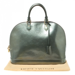 Pre Owned Louis Vuitton Light Green Monogram Vernis Alma GM Bag