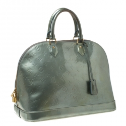 Pre Owned Louis Vuitton Light Green Monogram Vernis Alma GM Bag