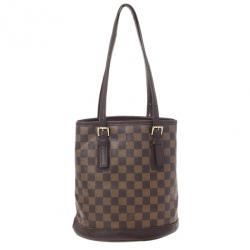 Pre Owned Louis Vuitton Damier Ebene Marais Petite Bucket Tote