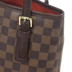 Pre Owned Louis Vuitton Damier Ebene Marais Petite Bucket Tote