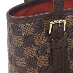 Pre Owned Louis Vuitton Damier Ebene Marais Petite Bucket Tote