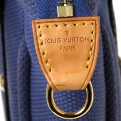 Pre Owned  حقيبة يد لوي فيتون ريزورت كانفاس زرقاء صغيرة