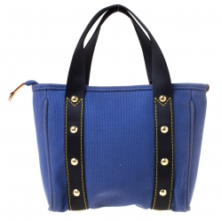 Pre Owned  حقيبة يد لوي فيتون ريزورت كانفاس زرقاء صغيرة