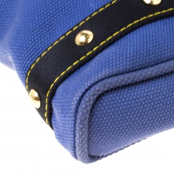 Pre Owned  حقيبة يد لوي فيتون ريزورت كانفاس زرقاء صغيرة