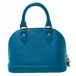 Pre Owned Louis Vuitton Cyan Epi Leather Alma BB Bag