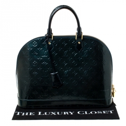 Pre Owned Louis Vuitton Blue Nuit Monogram Vernis Alma GM Bag