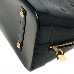 Pre Owned Louis Vuitton Blue Nuit Monogram Vernis Alma GM Bag
