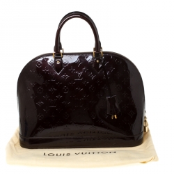 Pre Owned Louis Vuitton Amarante Monogram Vernis Alma GM Bag