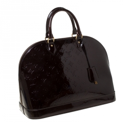 Pre Owned Louis Vuitton Amarante Monogram Vernis Alma GM Bag