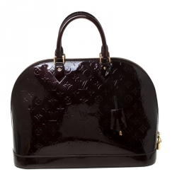 Pre Owned Louis Vuitton Amarante Monogram Vernis Alma GM Bag