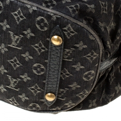 Pre Owned Louis Vuitton Black Monogram Denim Large Surya Hobo 